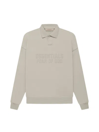 Pre-owned Fear Of God Essentials Women's Long Sleeve Polo Shirt In Smoke