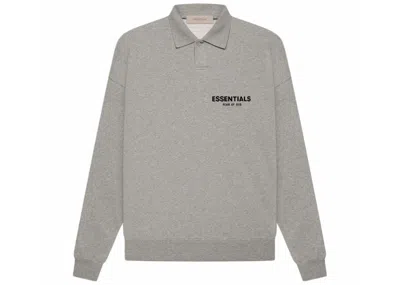 Pre-owned Fear Of God Essentials Women's Long Sleeve Polo Shirt (ss22) In Dark Oatmeal