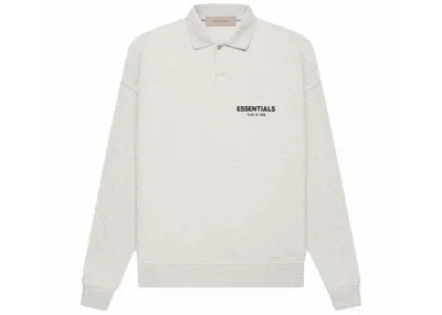 Pre-owned Fear Of God Essentials Women's Long Sleeve Polo Shirt (ss22) In Light Oatmeal