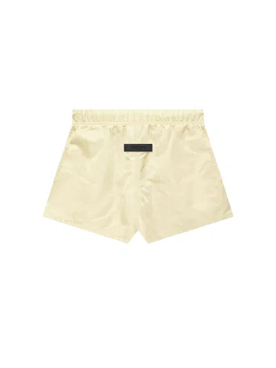 Pre-owned Fear Of God Essentials Women's Nylon Running Shorts In Canary