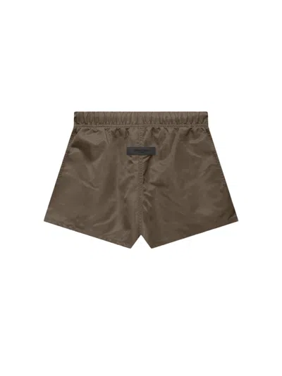 Pre-owned Fear Of God Essentials Women's Nylon Running Shorts In Wood