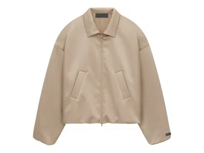 Pre-owned Fear Of God Essentials Women's Satin Nylon Bomber Jacket In Desert Sand