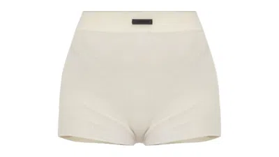 Pre-owned Fear Of God Essentials Women's Soft Ribbed Knit Boxer In Cloud White