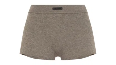 Pre-owned Fear Of God Essentials Women's Soft Ribbed Knit Boxer In Homestead Heather