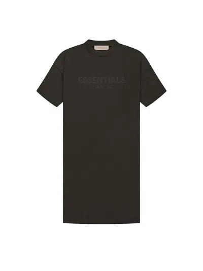 Pre-owned Fear Of God Essentials Women's Tee Shirt Dress In Off Black