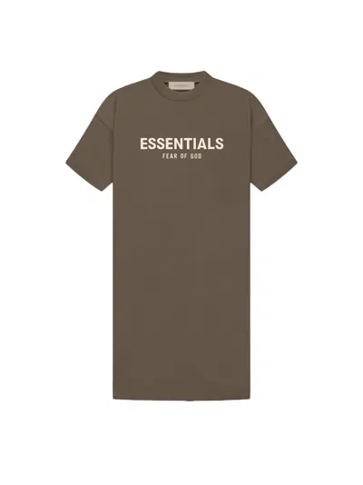 Pre-owned Fear Of God Essentials Women's Tee Shirt Dress In Wood