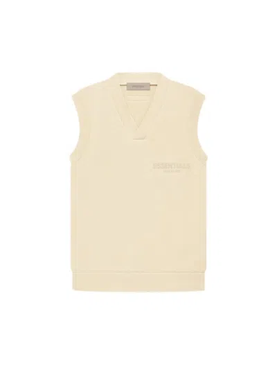 Pre-owned Fear Of God Essentials Women's V Neck Vest In Egg Shell