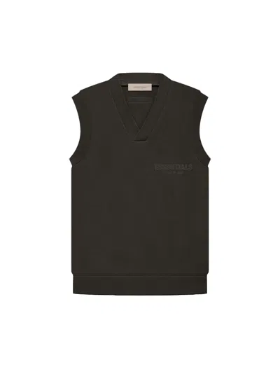 Pre-owned Fear Of God Essentials Women's V Neck Vest In Off Black