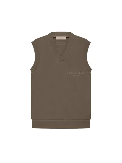 Pre-owned Fear Of God Essentials Women's V Neck Vest In Wood