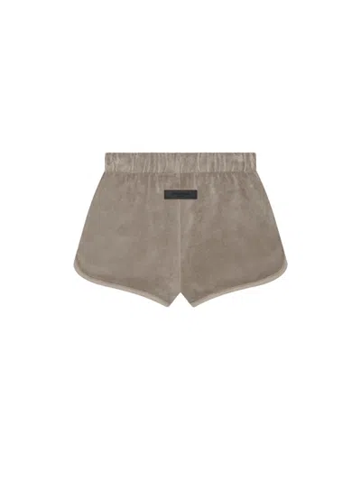 Pre-owned Fear Of God Essentials Women's Velour Beach Short In Desert Taupe