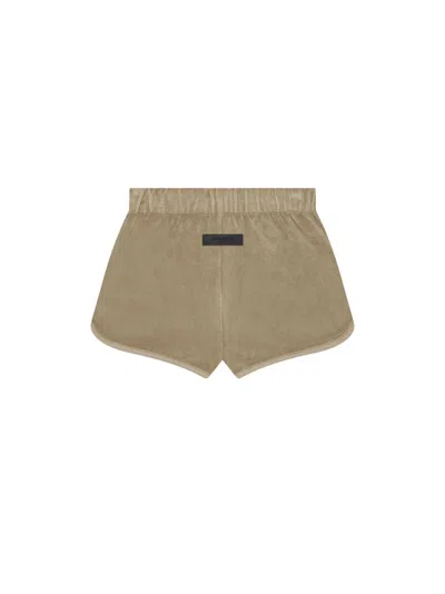 Pre-owned Fear Of God Essentials Women's Velour Beach Short In Oak