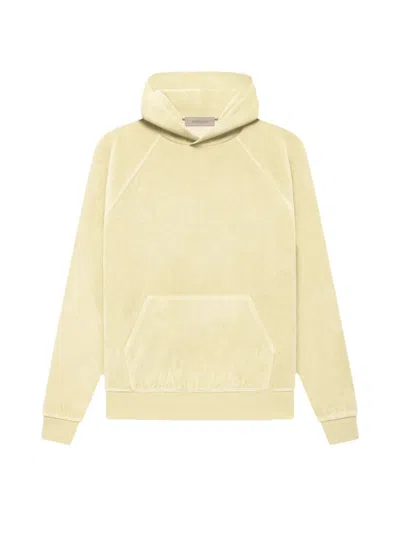 Pre-owned Fear Of God Essentials Women's Velour Hoodie In Canary