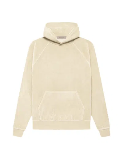 Pre-owned Fear Of God Essentials Women's Velour Hoodie In Egg Shell