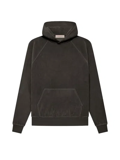 Pre-owned Fear Of God Essentials Women's Velour Hoodie In Off Black