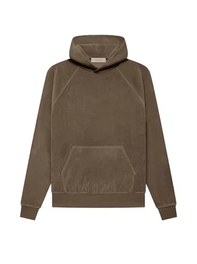 Pre-owned Fear Of God Essentials Women's Velour Hoodie In Wood