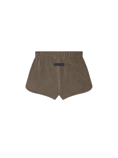 Pre-owned Fear Of God Essentials Women's Velour Short In Wood