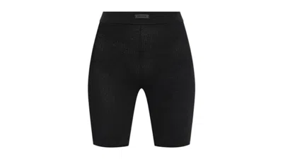 Pre-owned Fear Of God Essentials Women's Waffle Biker Shorts In Black
