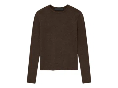 Pre-owned Fear Of God Essentials Women's Waffle Fitted Long Sleeve Sweater In Brown