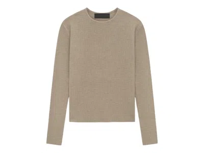 Pre-owned Fear Of God Essentials Women's Waffle Fitted Long Sleeve Sweater In Desert Sand
