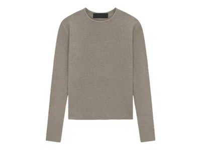Pre-owned Fear Of God Essentials Women's Waffle Fitted Long Sleeve Sweater In Heather Gray