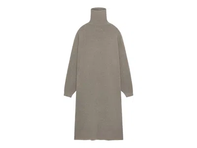 Pre-owned Fear Of God Essentials Women's Waffle Knit Turtleneck Dress In Heather Gray
