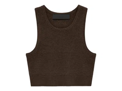 Pre-owned Fear Of God Essentials Women's Waffle Sport Tank In Brown
