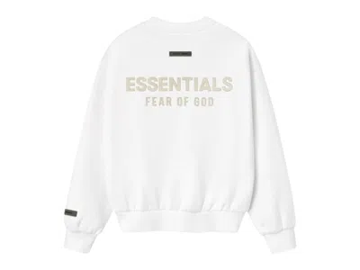 Pre-owned Fear Of God Essentials Womens Classic Fleece Crewneck Sweatshirt (fw25) In Cloud White
