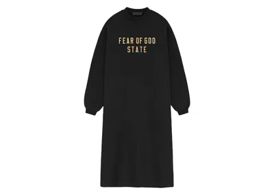 Pre-owned Fear Of God Essentials Womens Fleece Crewneck Dress In Black