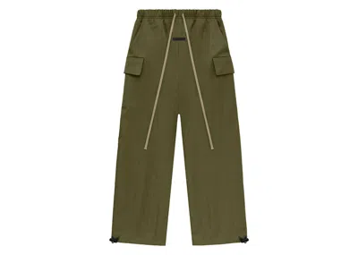 Pre-owned Fear Of God Essentials Womens Textured Nylon Field Pant In Military