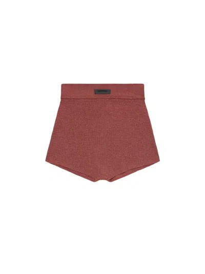 Pre-owned Fear Of God Essentials Womens Waffle Boy Short In Crimson