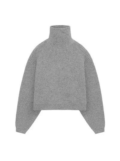 Pre-owned Fear Of God Essentials Womens Waffle Turtleneck In Dark Heather