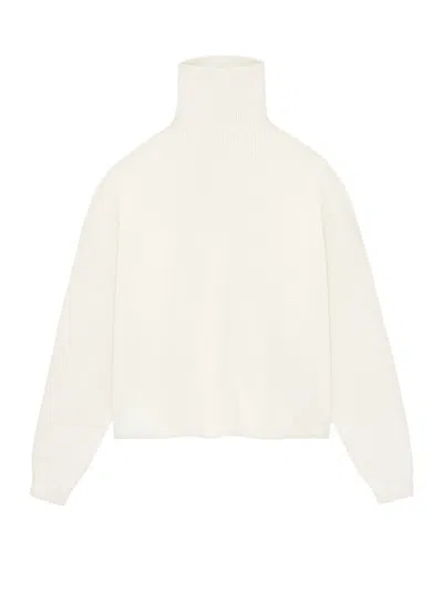 Pre-owned Fear Of God Essentials Womens Waffle Turtleneck In Shell