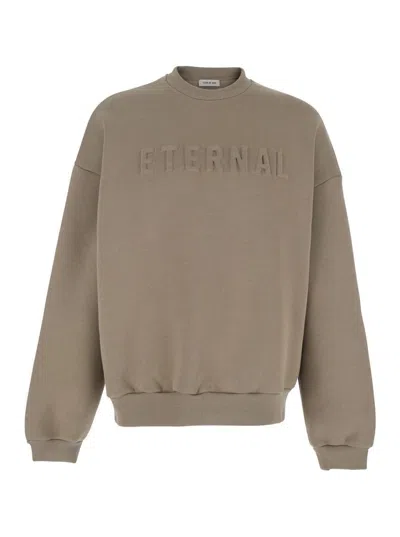 FEAR OF GOD 'ETERNAL BEIGE CREWNECK T-SHIRT WITH DROPPED SHOULDERS AND TONAL EMBROIDERY ON THE FRONT