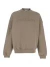 Fear Of God Eternal Beige Crewneck T-shirt With Dropped Shoulders And Tonal Embroidery On The Front In Cotton Bl In Beige