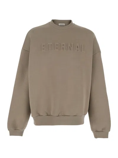 Fear Of God Eternal Beige Crewneck T-shirt With Dropped Shoulders And Tonal Embroidery On The Front In Cotton Bl
