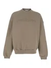 Fear Of God Eternal Beige Crewneck T-shirt With Dropped Shoulders And Tonal Embroidery On The Front In Cotton Bl In Multicolor