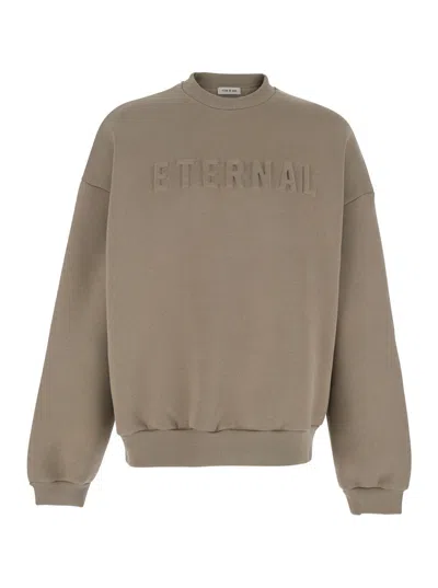 FEAR OF GOD FEAR OF GOD 'ETERNAL BEIGE CREWNECK T-SHIRT WITH DROPPED SHOULDERS AND TONAL EMBROIDERY ON THE FRONT