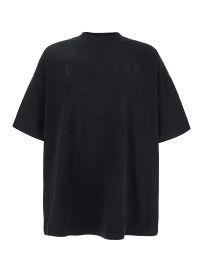Fear Of God Eternal Black Crewneck T-shirt With Tonal Embroidery On The Front And Logo Patch On The Rear In Cott