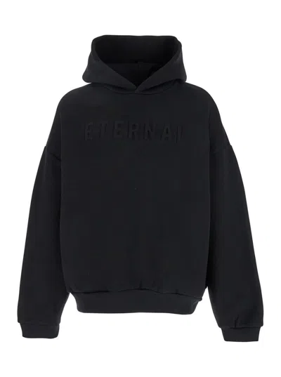 FEAR OF GOD 'ETERNAL' BLACK HOODIE WITH LOGO PATCH ON THE HOOD AND EMBROIDERY ON THE FRONT IN COTTON BLEND MAN