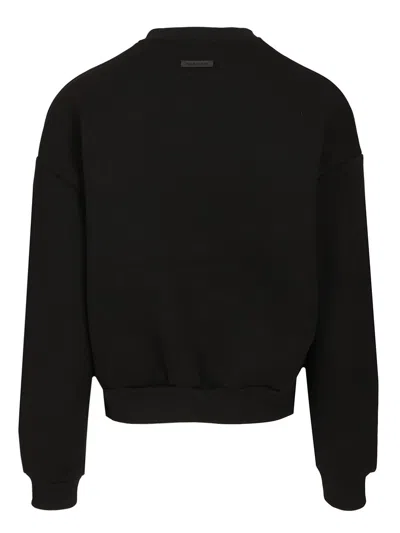 Fear Of God Black Crewneck Sweater With Tonal Logo Lettering Embroidery On The Front