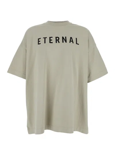 Fear Of God Eternal Grey Crewneck T-shirt With Embroidery On The Front And Logo Patch On The Rear In Cotton Man