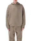 Fear Of God Relaxed Fit Dusty Beige Hoodie With Embossed Logo