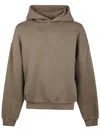 Fear Of God Relaxed Fit Dusty Beige Hoodie With Embossed Logo