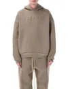 Fear Of God Relaxed Fit Dusty Beige Hoodie With Embossed Logo