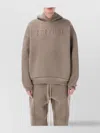 Fear Of God Relaxed Fit Dusty Beige Hoodie With Embossed Logo