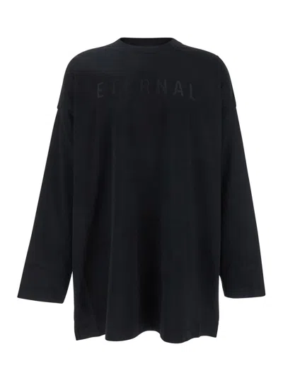 FEAR OF GOD BLACK T-SHIRT WITH ETERNAL PRINT ON THE FRONT AND LOGO PATCH ON THE BACK IN COTTON MAN