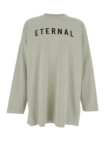 FEAR OF GOD GREY T-SHIRT WITH ETERNAL PRINT ON THE FRONT AND LOGO PATCH ON THE BACK IN COTTON MAN