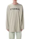 Fear Of God Men Grey T-shirt With Eternal Print On The Front And Logo Patch On The Back In Cotton Ma In Gray