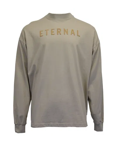 Fear Of God Eternal Print Long Sleeve High Neck T-shirt In Beige Cotton