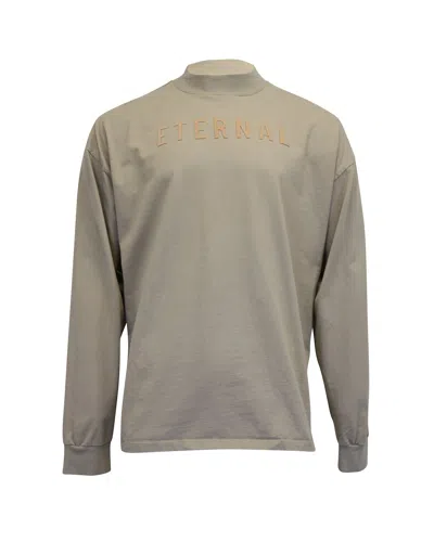Fear Of God Eternal Print Long Sleeve High Neck T-shirt In Dark Beige Cotton